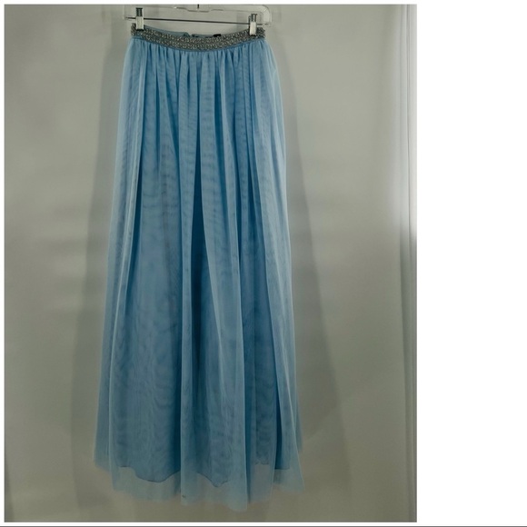 Say Yes to the Prom blue chiffon skirt maxi beaded detail size 1 - Picture 5 of 11